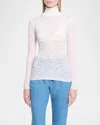 Gabriela Hearst Meret Turtleneck Lace Net Sweater In Ivory