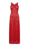 Gabriela Hearst Meridian Knit Lace Wool Maxi Dress In Red