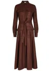 Gabriela Hearst Meyer Belted Wool-blend Midi Shirt Dress In Brown
