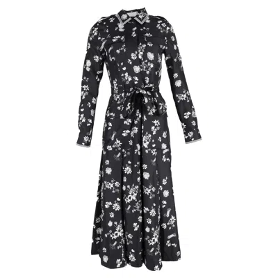 Gabriela Hearst Meyer Floral Button-front Shirtdress In Black Silk