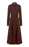 Gabriela Hearst Meyer Pleated Maxi Shirtdress In Burnt Sienna Wool Cashmere Flannel In Brown