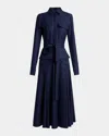 Gabriela Hearst Womens Navy Meyer Belted Wool And Cashmere Midi Dress In Multi