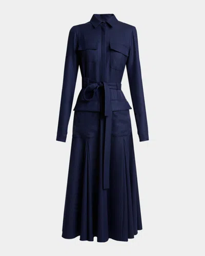 GABRIELA HEARST MEYER VIRGIN WOOL AND CASHMERE MIDI SHIRTDRESS