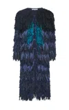 Gabriela Hearst Minerva Fringe Coat In Navy Multi Silk In Navy Multi