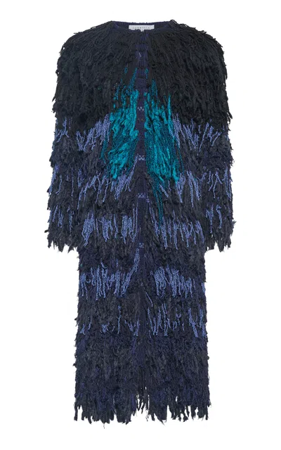 Gabriela Hearst Minerva Fringed Silk Coat In Black