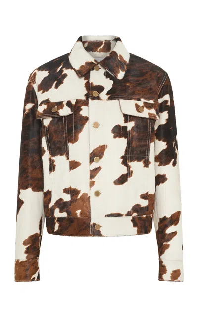 Gabriela Hearst Miran Jacket In Ivory Cognac Multi Pony Hair
