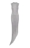 Gabriela Hearst Mitus Fringed Steel Chainmail Midi Dress In Silver