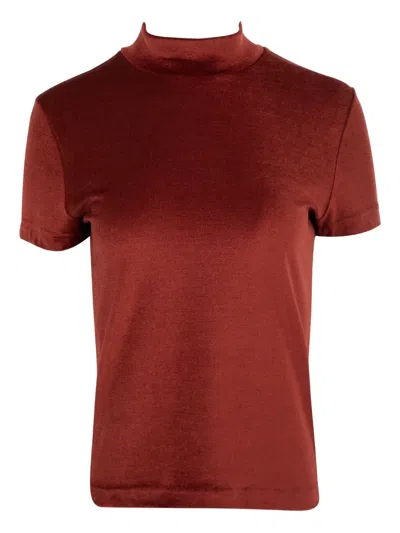 Gabriela Hearst Mock-neck Short-sleeve Top In Brown