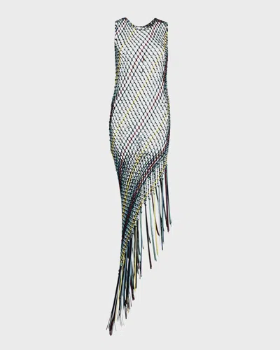 Gabriela Hearst Nabia Sleeveless Asymmetric Net Midi Dress In Blue