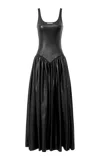 Gabriela Hearst Naia Gathered Leather Midi Dress In Black