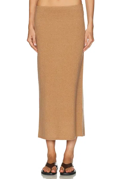 Gabriela Hearst Ribbed High-waisted Midi Skirt In Brown