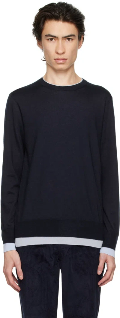 Gabriela Hearst Navy Wells Reversible Sweater In Navy / Halogen Blue