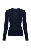 Gabriela Hearst Nello Beaded Cashmere-silk Sweater In Blue