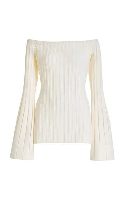 Gabriela Hearst Nelson Knit Sweater In Ivory Merino Wool Cashmere In White