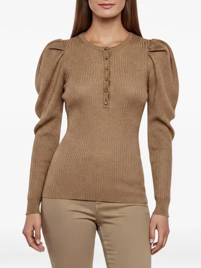 Pre-owned Gabriela Hearst Nessa Puff-sleeve Blouse In Brown