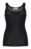 Gabriela Hearst Nevin Pointelle Knit Tank Top In Black Cashmere Silk In Black