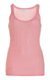 Gabriela Hearst Nevin Pointelle-knit Cashmere-silk Tank Top In Pink