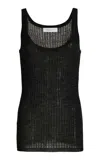 GABRIELA HEARST NEVIN POINTELLE KNIT TANK TOP IN BLACK CASHMERE SILK