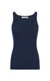 Gabriela Hearst Nevin Pointelle Knit Tank Top In Electric Navy Cashmere Silk In Blue
