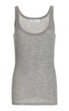 GABRIELA HEARST NEVIN POINTELLE KNIT TANK TOP IN HEATHER GREY CASHMERE SILK