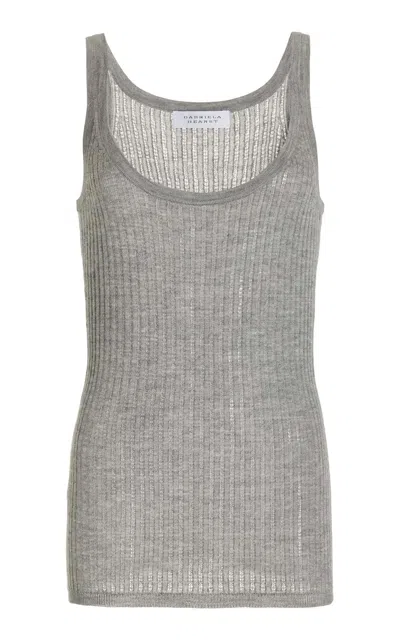 Gabriela Hearst Nevin Pointelle Knit Tank Top In Heather Grey Cashmere Silk