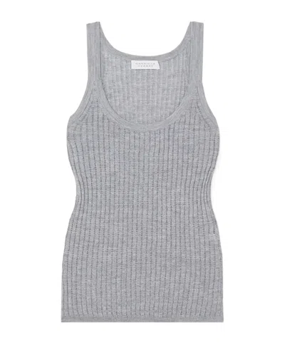 Gabriela Hearst Nevin Pointelle-knit Cashmere And Silk-blend Tank In Gray