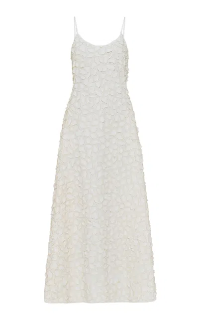 Gabriela Hearst Nexus Embroidered Leaves Maxi Dress In Ivory Linen In White