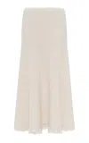 Gabriela Hearst Nichole Fringed Cashmere Midi Skirt In Ivory