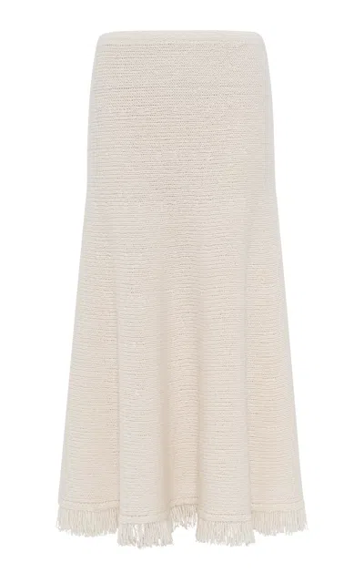 Gabriela Hearst Nichole Fringed Cashmere Midi Skirt In Ivory