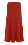 Gabriela Hearst Nichole Fringed Cashmere Midi Skirt In Orange