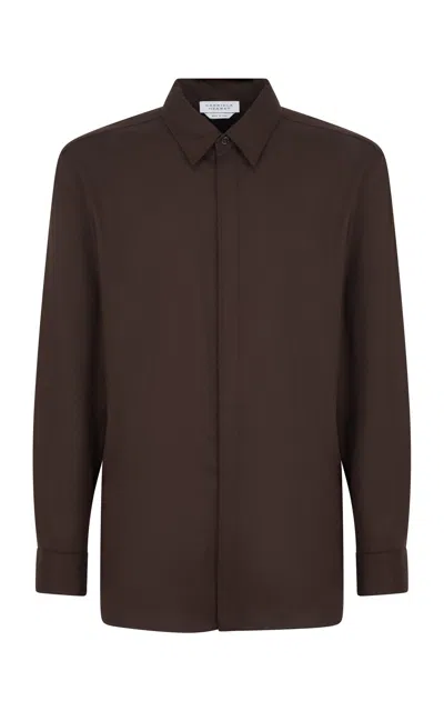 Gabriela Hearst Nicolas Shirt In Chocolate Superfine Wool