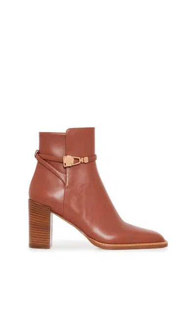 Gabriela Hearst Nina Clasp Ankle Boot In Cognac Leather In Brown
