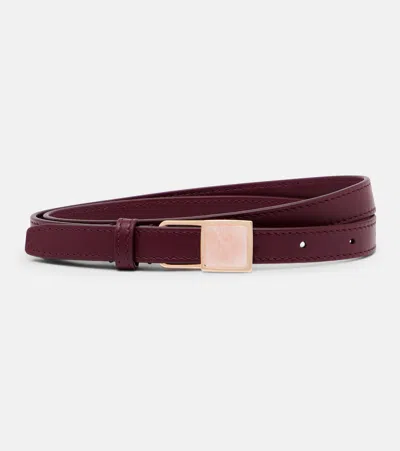 Gabriela Hearst Nina Embellished Leather Belt In Burgundy
