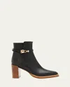 Gabriela Hearst Nina Leather Clasp Ankle Boots In Black