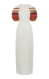 Gabriela Hearst Nomo Puff-sleeve Linen Maxi Dress In Multi