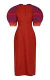 Gabriela Hearst Nomo Puff-sleeve Linen Maxi Dress In Multi