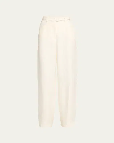 GABRIELA HEARST NORMAN BELTED LINEN TWILL STRAIGHT-LEG PANTS