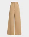 Gabriela Hearst Norman Belted Wide-leg Cotton Twill Pants