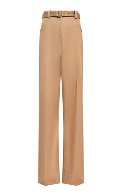 Gabriela Hearst Norman High-rise Cotton Wide-leg Pants In Khaki