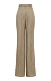 Gabriela Hearst Norman High-rise Metallic Silk Straight-leg Pants In Bronze