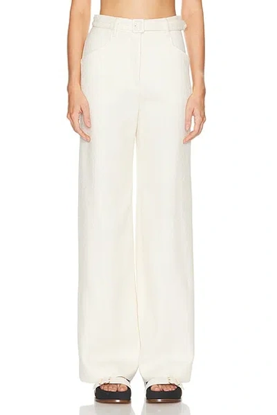 Gabriela Hearst Norman Belted Silk And Wool-blend Wide-leg Pants In Ivory