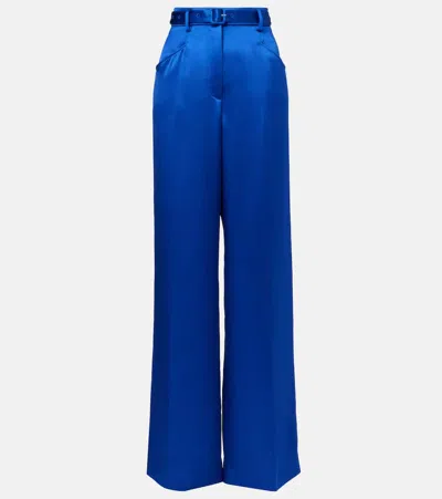 Gabriela Hearst Norman Silk Tweed Wide-leg Pants In Blue