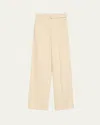Gabriela Hearst Norman Textured Silk Straight-leg Pants With Belt In Neutral