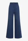 Gabriela Hearst Womens Denim Norman Wide-leg High-rise Cotton And Linen Trousers In Denim