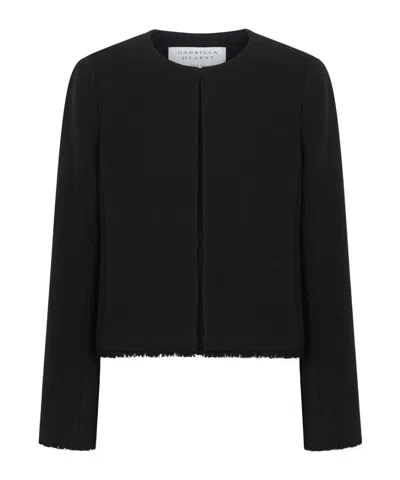 Gabriela Hearst Normand Frayed Wool And Cashmere-blend Jacket In Black