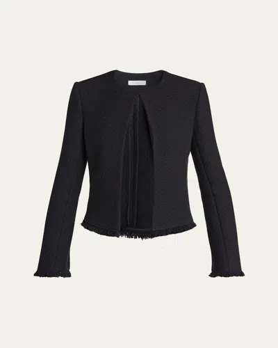 Gabriela Hearst Normand Frayed Wool And Cashmere-blend Jacket In Black