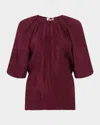 Gabriela Hearst Nula Top In Bordeaux Plisse Silk In Bordeaux