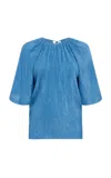 Gabriela Hearst Nula Top In Sky Plisse Silk In Light Blue