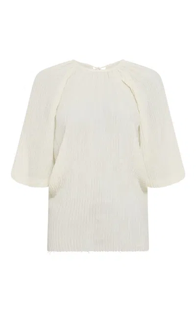 Gabriela Hearst Nula Top In Ivory Plisse Silk