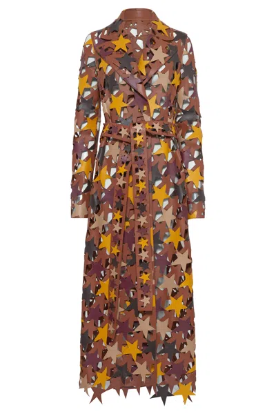 Gabriela Hearst Nuria Patchwork Stars Trench Coat In Multi Nappa Leather
